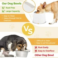 MSBC Elevated Dog Bowl, 15oz Small Raised Dog Feeder With Removable Stainless Steel Food And Water Bowl, Non-Skid & Non-Spill Dog Dish For Small Dogs And Cats, Raised Cat Bowl, Dishwasher Safe, White 12 MSBC Elevated Dog Bowl, 15oz Small Raised Dog Feeder With Removable Stainless Steel Food And Water Bowl, Non-Skid & Non-Spill Dog Dish For Small Dogs And Cats, Raised Cat Bowl, Dishwasher Safe, White -Pet Products Shop 51Ch0ulvVHL
