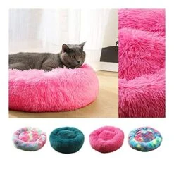 YangYan Soft Long Plush Cat Bed Round Plush Cat Bed House Round Pet Dog Bed For Small Dogs Cats Nest Winter Warm Sleeping Bed Puppy Mat (Color : A, Size : 40cm) -Pet Products Shop 51DvrmQB9uL