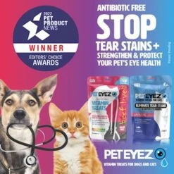PetEyez Vitamin Treats - Tear Stain Remover For Cats (1 Oz, 35+ Count), Cat Eye Stain Remover, Freeze Dried White Fish Treats Made In USA Only - (White Fish) -Pet Products Shop 51E8GT7pK1L