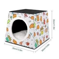 Printed Cat Cube Kitty House Indoor Cats Bed Cat Sofa Small Dogs Shelter Warm And Cozy Fried Chicken Foods 18 Printed Cat Cube Kitty House Indoor Cats Bed Cat Sofa Small Dogs Shelter Warm And Cozy Fried Chicken Foods -Pet Products Shop 51EIDRX2zpL