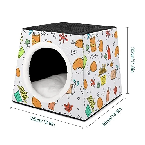 Printed Cat Cube Kitty House Indoor Cats Bed Cat Sofa Small Dogs Shelter Warm And Cozy Fried Chicken Foods 4 Printed Cat Cube Kitty House Indoor Cats Bed Cat Sofa Small Dogs Shelter Warm And Cozy Fried Chicken Foods - Image 2