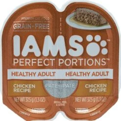 Iams Perfect Portions Grain Free Pate Cuts In Gravy Cat Food 4 Flavor 8 Can Sampler, (2) Each: Indoor Chicken, Chicken, Salmon, Indoor Tuna (2.6 Ounces) Plus Toy And Fun Animal Facts Booklet Bundle