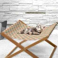 Lunarable Food Pet Hammock, Bunch Of Sliced Limes Background Yummy Fruit Fresh Tropical Vitamin Picture Print, Bed For Kittens Canopy With Durable Wooden Frame, 22" X 19 1/2" X 13", Fern Green -Pet Products Shop 51HWRMnfihL. AC