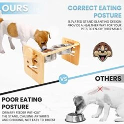Elevated Dog Bowls With 2 Stainless Steel Dishes For Small Size Dogs & Cats- 6 Adjustable Heights Raised Bamboo Pet Slanted Feeding Stand-Large Food & Water Bowl Set- 15 ° Tilted Feeder For Cat, Puppy -Pet Products Shop 51HsLXF8nGL