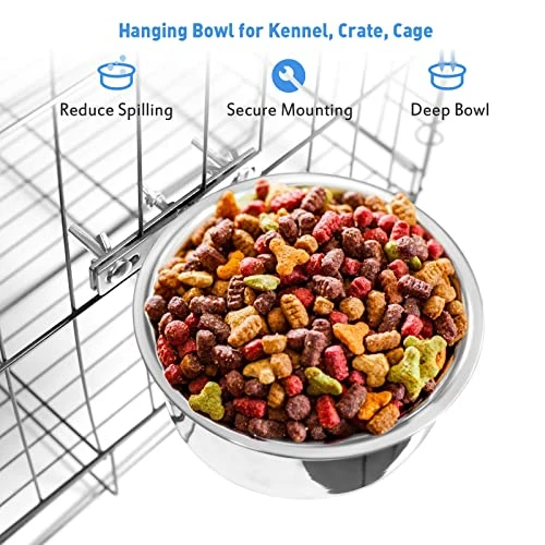 Kennel Water Bowl, 2 Packs No Spill Hanging Cage Crate Bowl For Cat, Small Dog Feeder -2 Cups / 1 Pint 4 Kennel Water Bowl, 2 Packs No Spill Hanging Cage Crate Bowl For Cat, Small Dog Feeder -2 Cups / 1 Pint - Image 2