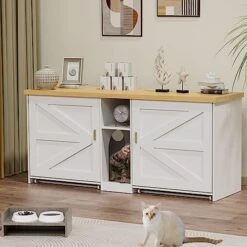 WJFORLION Cat Litter Box Enclosure, Cat Box Furniture Hidden - Hidden Cat Litter Box Furniture For 2 Cats, Large Wood Cat Litter Box Furniture For Living Room, White 13 WJFORLION Cat Litter Box Enclosure, Cat Box Furniture Hidden - Hidden Cat Litter Box Furniture For 2 Cats, Large Wood Cat Litter Box Furniture For Living Room, White -Pet Products Shop 51JRM9gdppL