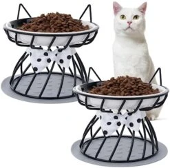 Dorakitten 2Pcs Elevated Cat Bowls With Non-Slip Mat, Protects Cat’s Spine, Anti-Vomiting Raised Cat Food Plates With Cute Cat Ear Stand, Shallow & Wide Ceramic Cat Dishes To Prevent Whisker Fatigue -Pet Products Shop 51JbPZygHkL. AC