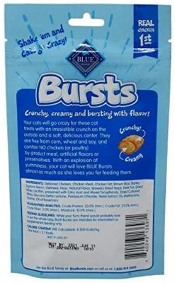 Blue Buffalo Bursts Natural Crunchy Creamy Treats For Cats 3 Flavor Variety | (1) Each: Liver Beef, Seafood, Chicken (2 Ounces) | Plus Catnip Toy And Fun Facts Booklet Bundle