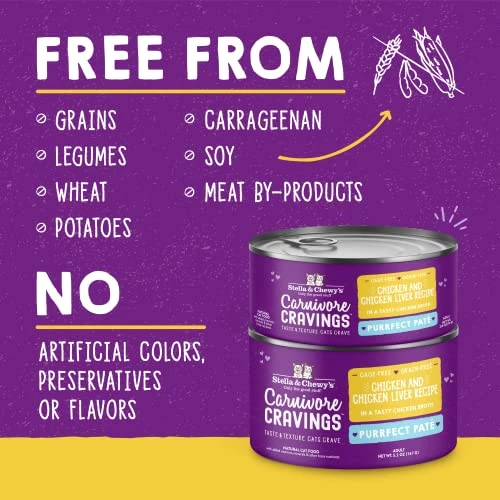Stella & Chewy’s Carnivore Cravings Purrfect Pate Cans – Grain Free, Protein Rich Wet Cat Food – Chicken & Chicken Liver Recipe – (5.2 Ounce Cans, Case Of 24) 5 Stella & Chewy’s Carnivore Cravings Purrfect Pate Cans – Grain Free, Protein Rich Wet Cat Food – Chicken & Chicken Liver Recipe – (5.2 Ounce Cans, Case Of 24) - Image 3