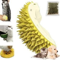 DENGWANG Durian Multifunctional Toys, Durian Cat Scratcher, Durian Shell Cat, Cat Durian Shell, Massaging And Removing Floating Hair Cat Dog Mint Toys (2PCS Yellow+Green) -Pet Products Shop 51LodctCIXL