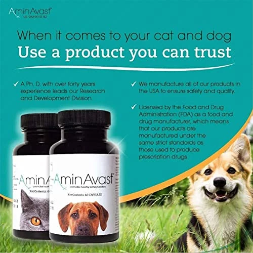 AminAvast Kidney Support Supplement For Cats And Dogs, 300mg - Promotes Natural Kidney Function - Aids In Health And Vitality Of Aging Kidneys - Easily Administered - 60 Sprinkle Capsules 3 AminAvast Kidney Support Supplement For Cats And Dogs, 300mg - Promotes Natural Kidney Function - Aids In Health And Vitality Of Aging Kidneys - Easily Administered - 60 Sprinkle Capsules