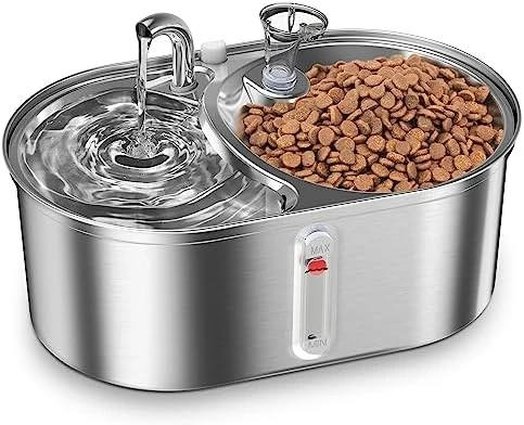 KPWACD Cat Water Fountain, 3.0L/102oz Stainless Steel Pet Water Fountains Dog Dispenser, 2-in-1 Ultra-Silent Cat Drinking And Food Fountains Suitable For Small, Medium And Large Pets 6 KPWACD Cat Water Fountain, 3.0L/102oz Stainless Steel Pet Water Fountains Dog Dispenser, 2-in-1 Ultra-Silent Cat Drinking And Food Fountains Suitable For Small, Medium And Large Pets - Image 4