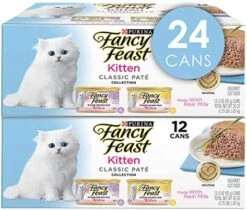 Purina Fancy Feast Grain Free Pate Wet Kitten Food Variety Pack, Kitten Classic Pate Collection, 4 Flavors - (24) 3 Oz. Boxes -Pet Products Shop 51MT25pawML. AC