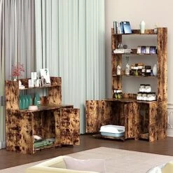 WJFORLION Litter Box Enclosure With Shelf And Doors, Litter Box Enclosures Furniture, Large Wood Cat Litter Box Furniture Hidden For Living Room, Bedroom, Rustic Brown -Pet Products Shop 51Mex1j7ALL