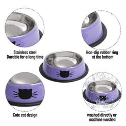 Cat Bowls For Food And Water, 2PCS Rapsrk Non-Slip Stainless Steel Small Cat Food Bowls 8 Oz Pet Bowl With Removable Rubber Base Cat Dog Bowl,Stackable Cat Puppy Dishes Cat Bowls With Cute Cat Painted 12 Cat Bowls For Food And Water, 2PCS Rapsrk Non-Slip Stainless Steel Small Cat Food Bowls 8 Oz Pet Bowl With Removable Rubber Base Cat Dog Bowl,Stackable Cat Puppy Dishes Cat Bowls With Cute Cat Painted -Pet Products Shop 51N5yJ0ZtjL