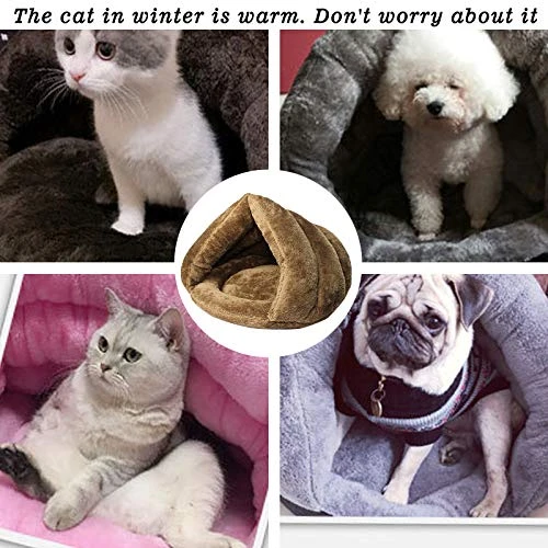 Watonic Cat Bed Winter Warm Triangular Cat Litter Pet Kennel And Dog Mat Thick Sleeping Bag Bed For Cats & Small Dogs Calming Cozy Covered Cushion Cuddlers Burrowers(B,26x36x4cm) 4 Watonic Cat Bed Winter Warm Triangular Cat Litter Pet Kennel And Dog Mat Thick Sleeping Bag Bed For Cats & Small Dogs Calming Cozy Covered Cushion Cuddlers Burrowers(B,26x36x4cm) - Image 2