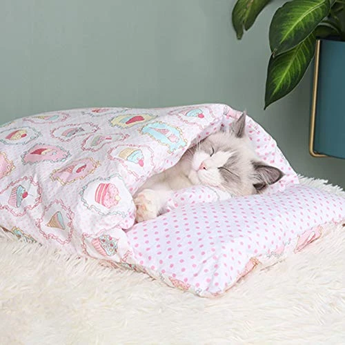 SONGBIRDTH Pet Bed,Cartoon Print Cat Sleeping Bag Removable Cattery Warm Kennel Nest Pet Supplies,Breathable Cotton Blend,Removable Easy To Clean 9 SONGBIRDTH Pet Bed,Cartoon Print Cat Sleeping Bag Removable Cattery Warm Kennel Nest Pet Supplies,Breathable Cotton Blend,Removable Easy To Clean - Image 7