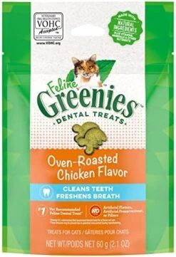 FELINE GREENIES Natural Dental Care Cat Treats Oven Roasted Chicken Flavor, 21 Oz. Tub -Pet Products Shop 51O0P1uPo4L. AC