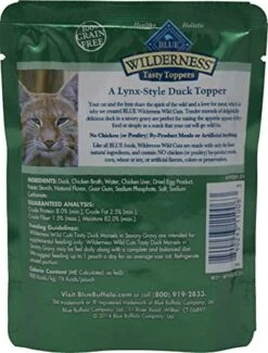 Blue Buffalo Wilderness Wild Cuts Grain Free Tasty Toppers Cat 2 Flavor 8 Pouch Variety - (4) Each: Chicken, Duck (3 Ounces) - Plus 2 Catnip Toys And Fun Facts Booklet Bundle -Pet Products Shop 51P9rhDSc6L