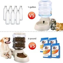 2 Pack Automatic Cat Feeder And Water Dispenser In Set With Pet Food Mat For Small Medium Dog Pets Puppy Kitten Big Capacity 1 Gallon X 2 (2 Pack Cream) -Pet Products Shop 51PBjWvmZ7L