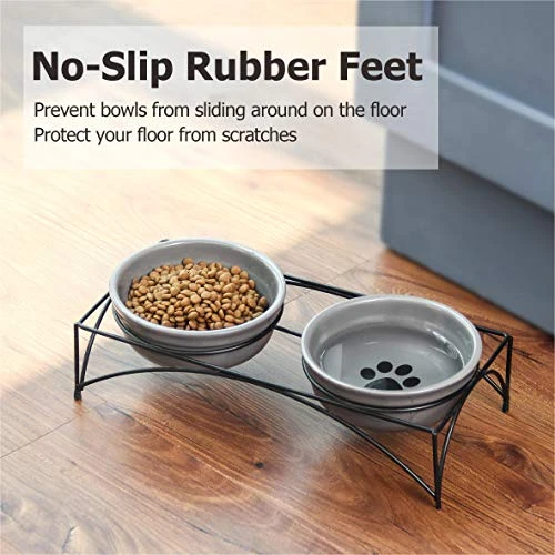 Y YHY Cat Food Bowls, Elevated Cat Bowls, Raised Pet Food Water Bowls With Stand, Ceramic Pet Bowls For Cat Or Dogs, 12 Ounces Cat Dishes, Grey 6 Y YHY Cat Food Bowls, Elevated Cat Bowls, Raised Pet Food Water Bowls With Stand, Ceramic Pet Bowls For Cat Or Dogs, 12 Ounces Cat Dishes, Grey - Image 4