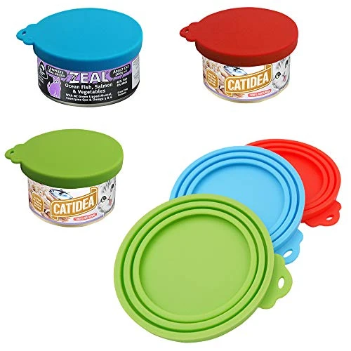 SENHAI 3 Pcs Silicone Pet Can Covers & 2 Pcs Pet Spoons, Canned Food Lid And Spoon For Dog And Cat, One Meet Three Sizes - Red Green, Light Blue 6 SENHAI 3 Pcs Silicone Pet Can Covers & 2 Pcs Pet Spoons, Canned Food Lid And Spoon For Dog And Cat, One Meet Three Sizes - Red Green, Light Blue - Image 4