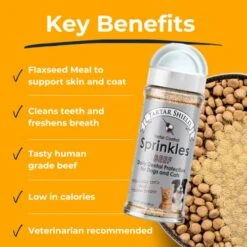 Tartar Shield Dental Sprinkles | Dog & Cat Food Topper Additive | Fights Tartar Plaque & Bad Breath Cleans Teeth & Gums | Pet Oral Health Support | USA Made | Low Calorie Human-Grade Beef -Pet Products Shop 51PhphM9AIL