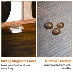 Heybly Cat Tree, Wood Litter Box Enclosure With Food Station, All-in-one Indoor Cat Furniture With Large Platform And Condo, Modern Style Cat Tower, Hammock, Rustic Brown HCT103SR -Pet Products Shop 51QvZYbfQyL