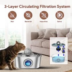 Nestsplus Cat Water Fountain,3.2L/108oz Stainless Steel Automatic Pet Water Fountain,Quiet Pump Dog Water Dispenser With LED Light,Dishwasher Safe,Water Level Window,3 Replacement Filters,for Cat/Dog 10 Nestsplus Cat Water Fountain,3.2L/108oz Stainless Steel Automatic Pet Water Fountain,Quiet Pump Dog Water Dispenser With LED Light,Dishwasher Safe,Water Level Window,3 Replacement Filters,for Cat/Dog -Pet Products Shop 51RCWX061uL