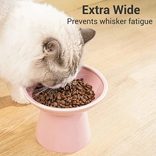 CEEFU Extra Wide Elevated Cat Bowls - Ceramic Cat Food Bowl 6.2" Raised Cat Food Bowls Elevated Shallow Cat Food Dish, Whisker Fatigue, Lead & Cadmium Free, 5" Good Height For Cat Feeding - Pink 4 CEEFU Extra Wide Elevated Cat Bowls - Ceramic Cat Food Bowl 6.2" Raised Cat Food Bowls Elevated Shallow Cat Food Dish, Whisker Fatigue, Lead & Cadmium Free, 5" Good Height For Cat Feeding - Pink - Image 2
