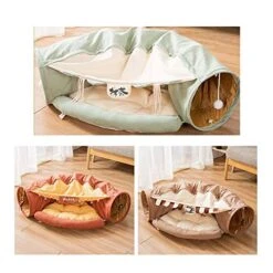 YangYan Cat Bed Tunnel Collapsible Removeable Cat Tunnel Tube Pet Interactive Play Toys With Plush Balls For Cat Puppy (Color : Gold) -Pet Products Shop 51SL6mWBMwL