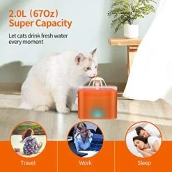 SMART ELEPHANT Pet Fountain 67oz/2L Translucent Automatic Cat Water Fountain Dog Water Dispenser With LED Water Level Indicator,and 3 Replacement Filters & 1 Silicone Mat For Cats,Dogs,Multiple Pets -Pet Products Shop 51SNMvu0U3L