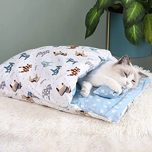 SONGBIRDTH Pet Bed,Cartoon Print Cat Sleeping Bag Removable Cattery Warm Kennel Nest Pet Supplies,Breathable Cotton Blend,Removable Easy To Clean 8 SONGBIRDTH Pet Bed,Cartoon Print Cat Sleeping Bag Removable Cattery Warm Kennel Nest Pet Supplies,Breathable Cotton Blend,Removable Easy To Clean - Image 6