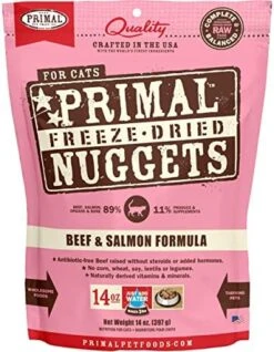 Primal Freeze Dried Cat Food Nuggets Beef & Salmon, Complete & Balanced Scoop & Serve Healthy Grain Free Raw Cat Food, Crafted In The USA (5.5 Oz) -Pet Products Shop 51SvMqkBgML. AC