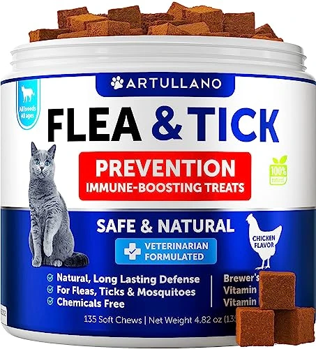Flea And Tick Prevention For Cats Chewables - Made In USA - Natural Flea And Tick Supplement For Cats - Oral Flea Pills For Cats - Pest Defense - All Breeds And Ages 3 Flea And Tick Prevention For Cats Chewables - Made In USA - Natural Flea And Tick Supplement For Cats - Oral Flea Pills For Cats - Pest Defense - All Breeds And Ages