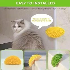 UPIKIT Durian Multifunctional Toys, Durian Cat Scratcher, 1/2PCS Durian Shape Cat Comb, Massaging And Removing Floating Hair Cat Dog Toys, For Any Different Flat Surfaces Or Corners (Yellow+Green) -Pet Products Shop 51U15bcIRHL