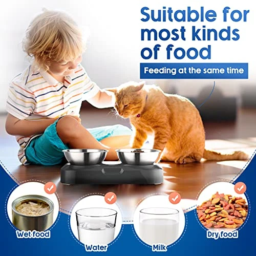 2 Pack Elevated Tilted Cat Bowls Stainless Steel Raised Cat Food And Water Bowl Set 0 And 15° Tilted Pet Cat Feeder Anti Vomit Cat Dishes With Stand For Indoor Cats Kitten Puppy Dogs 7 2 Pack Elevated Tilted Cat Bowls Stainless Steel Raised Cat Food And Water Bowl Set 0 And 15° Tilted Pet Cat Feeder Anti Vomit Cat Dishes With Stand For Indoor Cats Kitten Puppy Dogs - Image 5