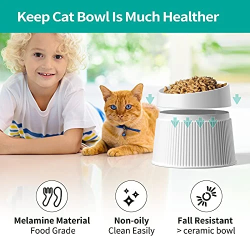 Uahpet Elevated Cat Food Bowl Super Widen Raised Cat Food Dishes For Protecting Spine, Reliefing Whisker Fatigue, Anti-Vomiting 17° Tilted Pet Feeding Bowls With Silicone Mat For Indoor Cats 5 Uahpet Elevated Cat Food Bowl Super Widen Raised Cat Food Dishes For Protecting Spine, Reliefing Whisker Fatigue, Anti-Vomiting 17° Tilted Pet Feeding Bowls With Silicone Mat For Indoor Cats - Image 3