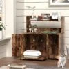 WJFORLION Litter Box Enclosure With Shelf And Doors, Litter Box Enclosures Furniture, Large Wood Cat Litter Box Furniture Hidden For Living Room, Bedroom, Rustic Brown
