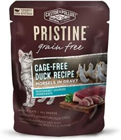 Castor & Pollux Pristine Grain Free Cage-Free Duck Recipe Morsels In Gravy Cat Food Pouches, 3 Oz (Pack Of 24) -Pet Products Shop 51VidtG4FBL. AC