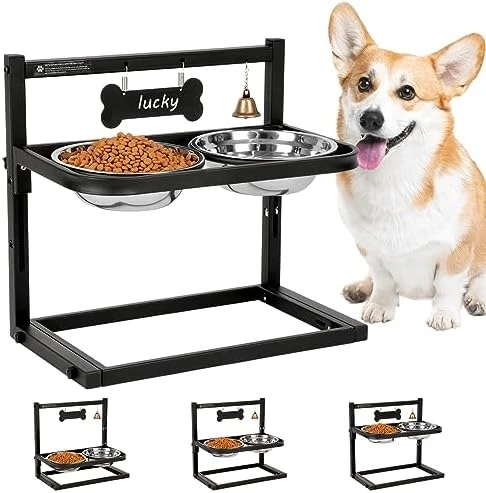 SHAINFUN Elevated Dog Bowls For Medium Dogs And Cats - Raised Cat Or Dog Bowl Stand With Adjustable Height And Two Stainless Steel Food Bowls - Ideal For Medium And Small Dogs And Cats. 7 SHAINFUN Elevated Dog Bowls For Medium Dogs And Cats - Raised Cat Or Dog Bowl Stand With Adjustable Height And Two Stainless Steel Food Bowls - Ideal For Medium And Small Dogs And Cats. - Image 5