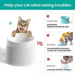 Uahpet Elevated Cat Food Bowl Super Widen Raised Cat Food Dishes For Protecting Spine, Reliefing Whisker Fatigue, Anti-Vomiting 17° Tilted Pet Feeding Bowls With Silicone Mat For Indoor Cats 10 Uahpet Elevated Cat Food Bowl Super Widen Raised Cat Food Dishes For Protecting Spine, Reliefing Whisker Fatigue, Anti-Vomiting 17° Tilted Pet Feeding Bowls With Silicone Mat For Indoor Cats -Pet Products Shop 51XCKJEQjRL