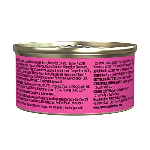 Rawz Natural Premium Pate Canned Cat Wet Food - Made With Real Meat Ingredients No BPA Or Gums -3 Oz Cans (Case Pack Of 18) (Salmon) 4 Rawz Natural Premium Pate Canned Cat Wet Food - Made With Real Meat Ingredients No BPA Or Gums -3 Oz Cans (Case Pack Of 18) (Salmon) - Image 2