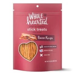 WholeHearted Grain Free Soft And Chewy Bacon Recipe Dog Stick Treats, 16 Oz