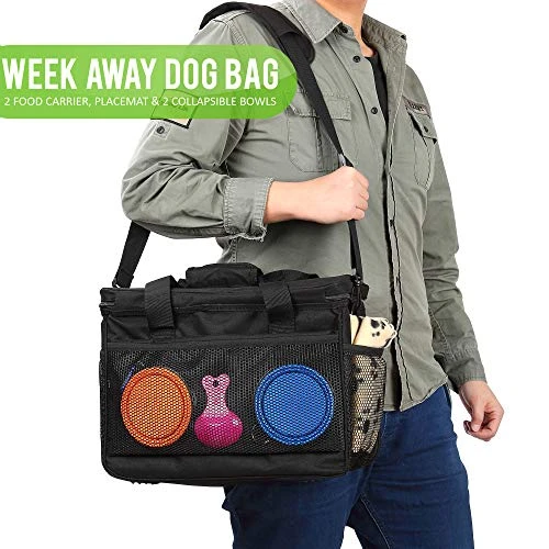 Kundu Cat & Dog Travel Bag - Includes 2 Food Carriers, 2 Bowls & Place Mat - Airline Approved - Black,6 Piece Set,KDU-011 5 Kundu Cat & Dog Travel Bag - Includes 2 Food Carriers, 2 Bowls & Place Mat - Airline Approved - Black,6 Piece Set,KDU-011 - Image 3