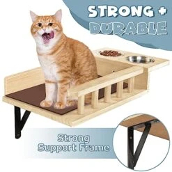 Loninak Cat Wall Shelves, Cat Feeding Shelf With Steps - Include Cat Food Shelf, 2 Cat Food Bowl And Cat Ladder, Wall Mounted Cat Shelf, Cat Furniture Wall For Playtime And Relaxation -Pet Products Shop 51ZCW8m8hmL