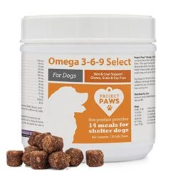 Project Paws Omega 3-6-9 Select Fish Oil For Dogs - Krill Oil Skin And Coat Supplement - 120 Count