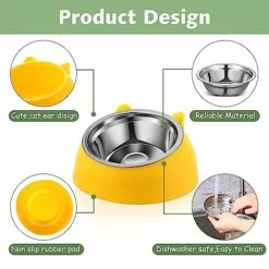 Sanwuta 7 Pcs Cat Food Bowl Stainless Steel Tilted Feeding For Little Cat Raised 15° Elevated Pet Dish For Kitten Puppy Neck Protection Anti Vomit Non Skid And Non Spill Easier To Reach Food, 7 Color -Pet Products Shop 51aJe4IhNTL