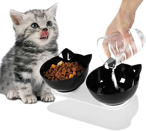 Cenivi Elevated Cat Bowls, Raised Cat Food Bowls, 15°Tilted Cat Bowls For Indoor Cats, Cat Food Water Bowls Set, Cat Bowls Elevated Tilted Whisker Friendly, Cute Cat Bowls Elevated, White 7 Cenivi Elevated Cat Bowls, Raised Cat Food Bowls, 15°Tilted Cat Bowls For Indoor Cats, Cat Food Water Bowls Set, Cat Bowls Elevated Tilted Whisker Friendly, Cute Cat Bowls Elevated, White - Image 5
