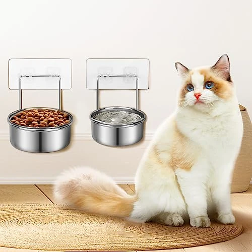 OFFKITSLY Elevated Cat Bowls, Raised Cat Food And Water Bowls No Spill, Wall Mounted Cat Food Dish Stainless Steel Elevated Pet Bowls Feeder For Cats And Small Dogs 3 OFFKITSLY Elevated Cat Bowls, Raised Cat Food And Water Bowls No Spill, Wall Mounted Cat Food Dish Stainless Steel Elevated Pet Bowls Feeder For Cats And Small Dogs - Image 2